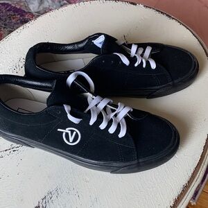 Vans Black Suede Sneakers with White Iconic Logo